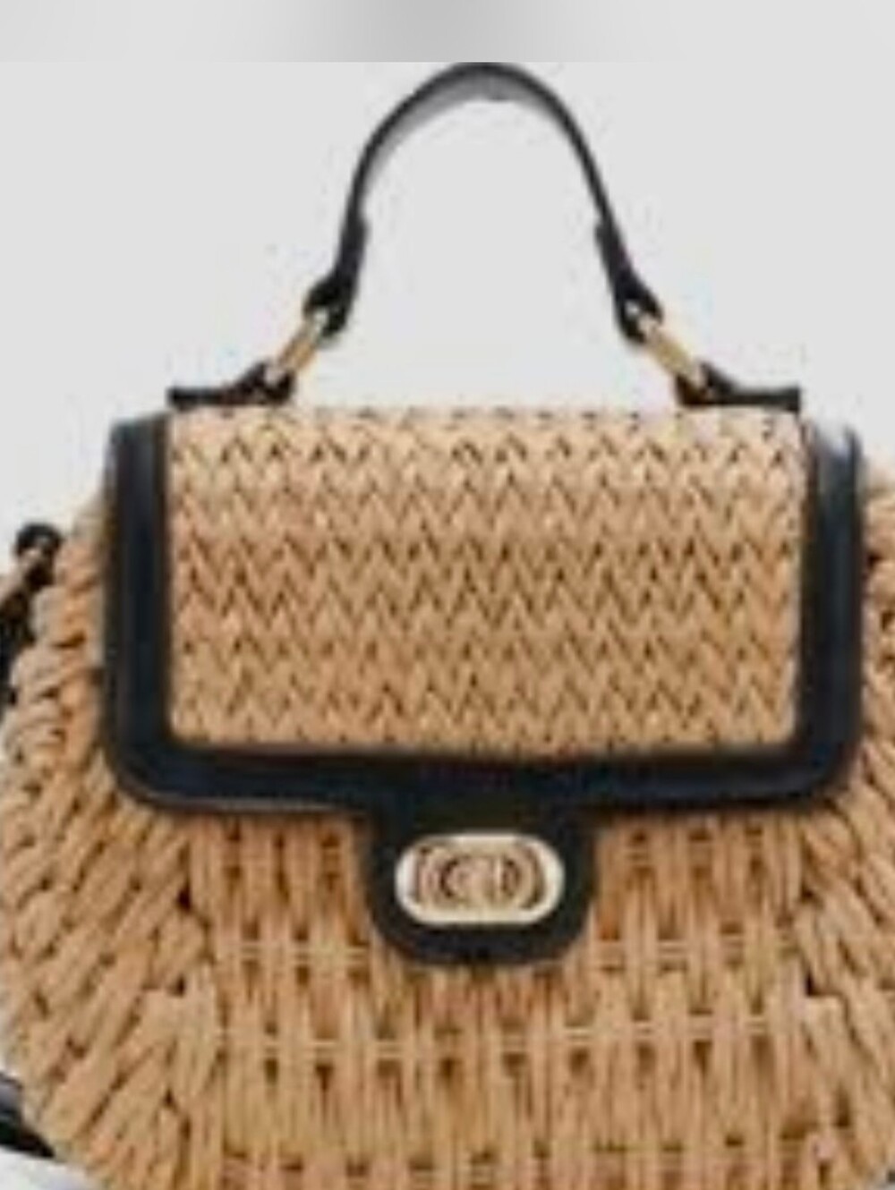 LA TERRE Black-Trim Woven Straw Crossbody Bag